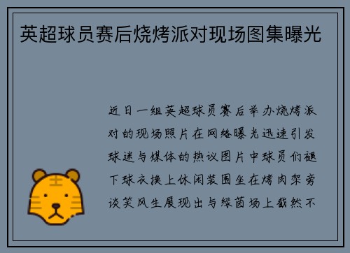 英超球员赛后烧烤派对现场图集曝光