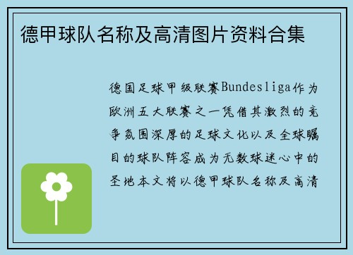 德甲球队名称及高清图片资料合集